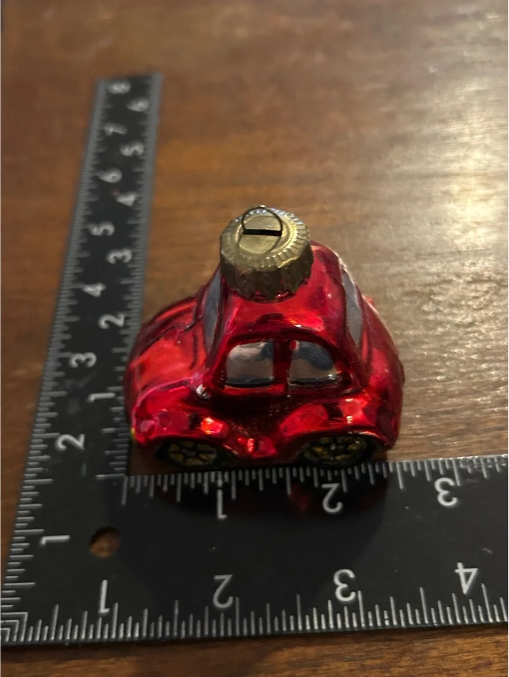 Vintage Red Glass Car Christmas Ornament